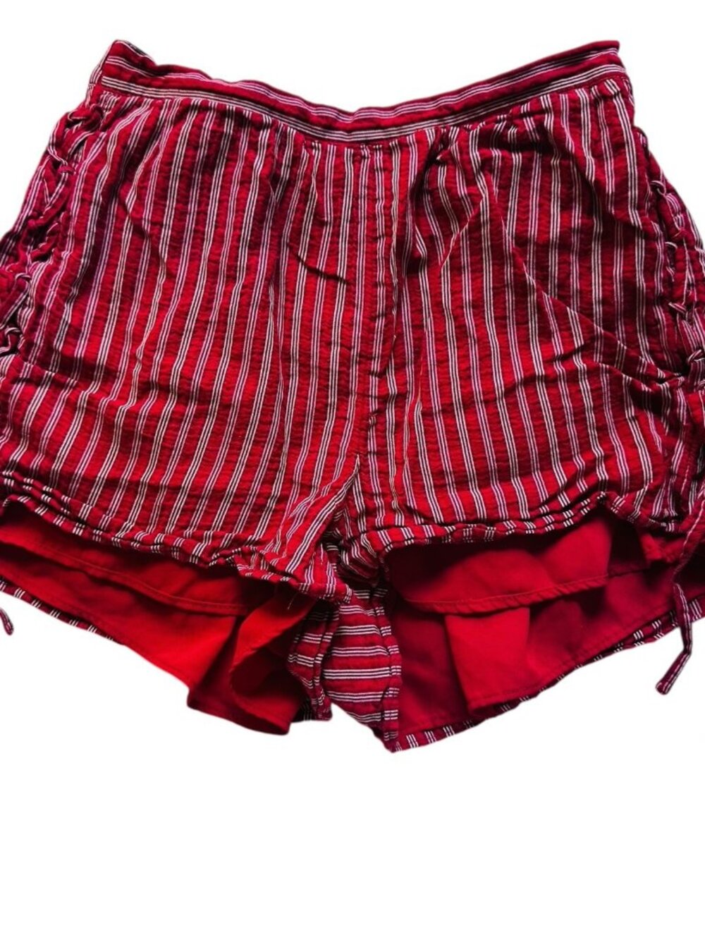 American Eagle Red White Striped Cotton Polyester Shorts Lounge XS Extra Small